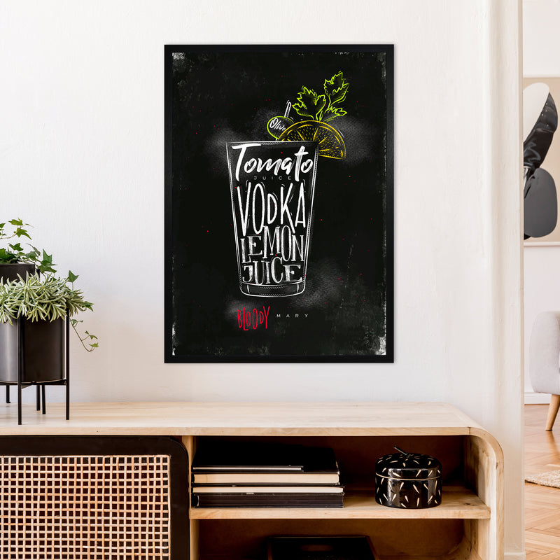 Bloody Mary Cocktail Black  Art Print by Pixy Paper A1 White Frame