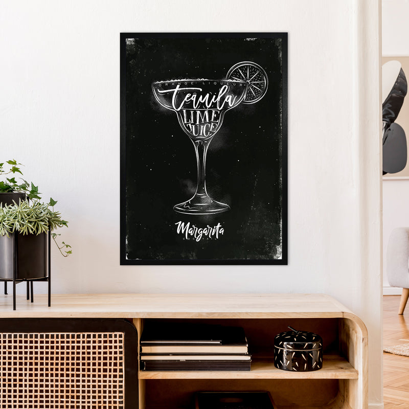 Margarita Cocktail Black  Art Print by Pixy Paper A1 White Frame
