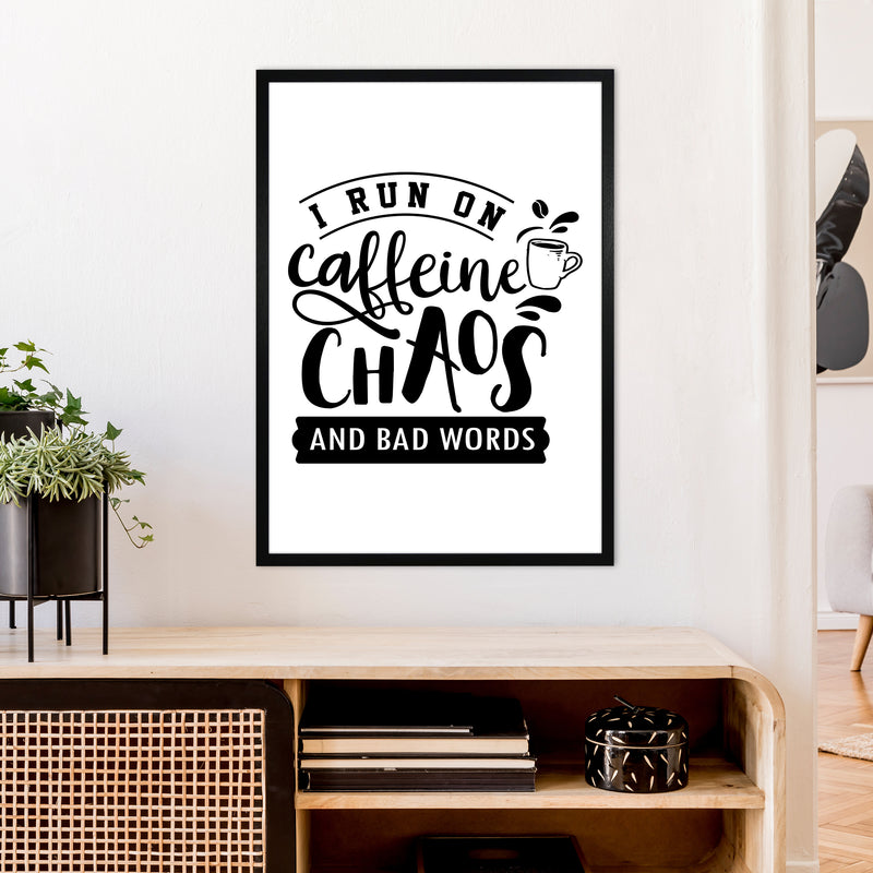 Caffeine And Bad Words  Art Print by Pixy Paper A1 White Frame