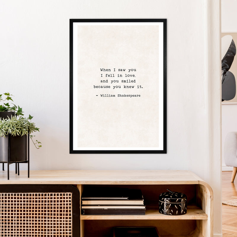 When I Saw You - Shakespeare  Art Print by Pixy Paper A1 White Frame