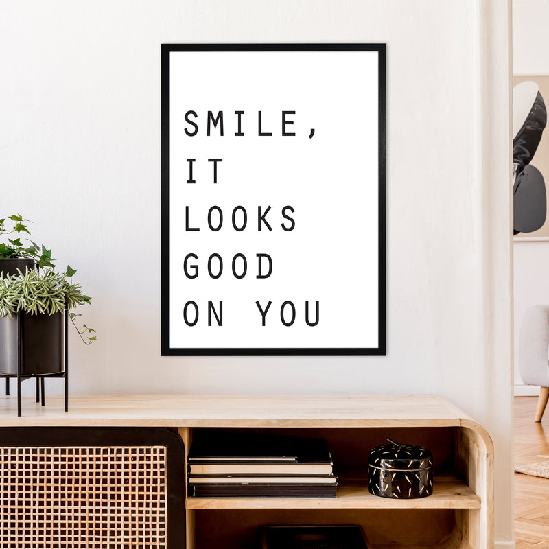 Smile It Looks Good On You  Art Print by Pixy Paper A1 White Frame