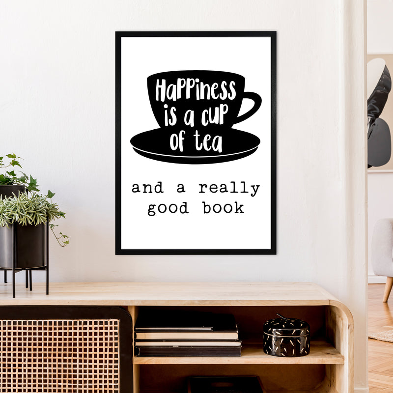 Happiness Is A Cup Of Tea  Art Print by Pixy Paper A1 White Frame