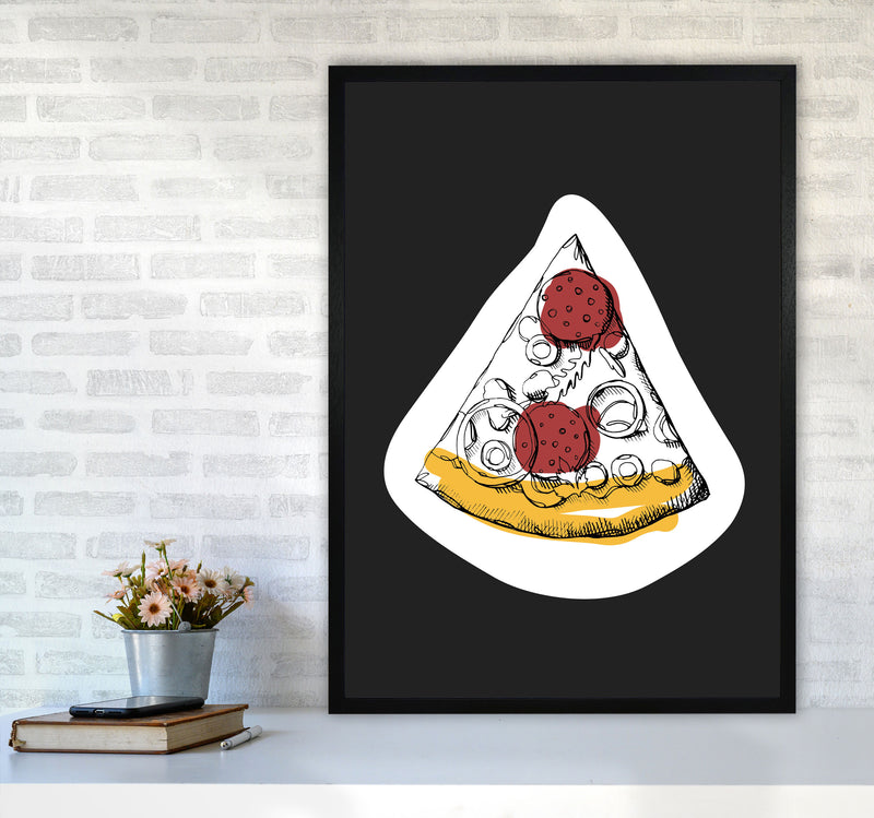 Kitchen Pop Pizza Off Black Art Print by Pixy Paper A1 White Frame