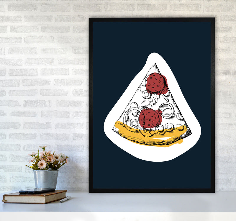 Kitchen Pop Pizza Navy Art Print by Pixy Paper A1 White Frame