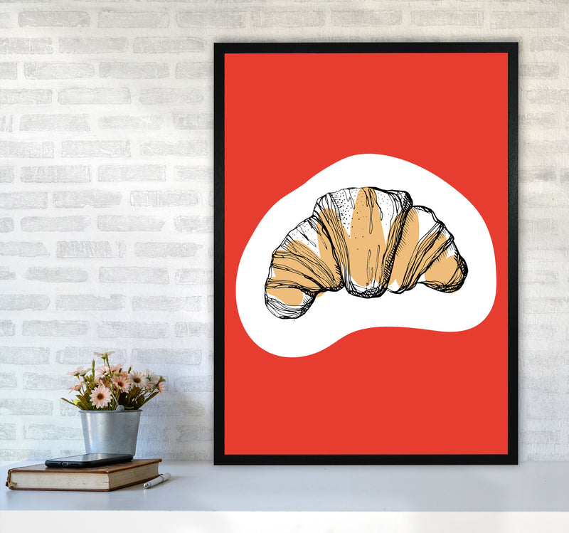 Kitchen Pop Croissant Red Art Print by Pixy Paper A1 White Frame