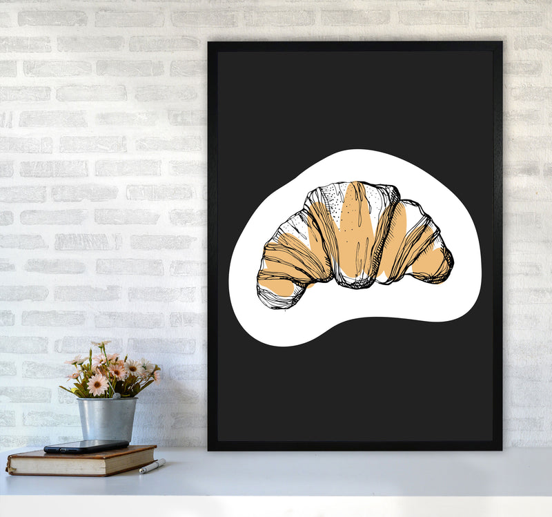 Kitchen Pop Croissant Off Black Art Print by Pixy Paper A1 White Frame