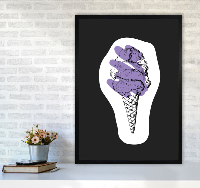 Kitchen Pop Ice Cream Off Black Art Print by Pixy Paper A1 White Frame