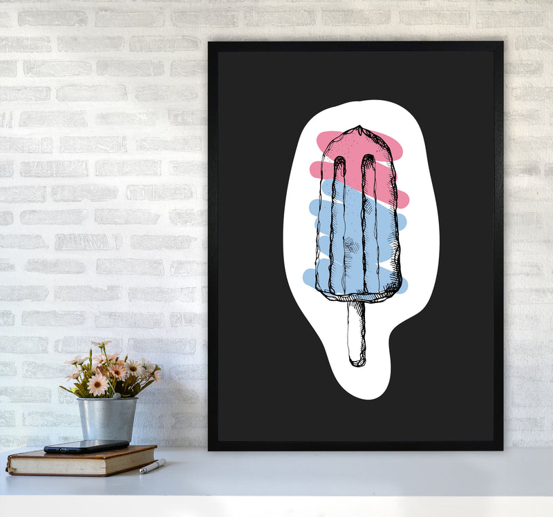 Kitchen Pop Ice Lolly Off Black Art Print by Pixy Paper A1 White Frame