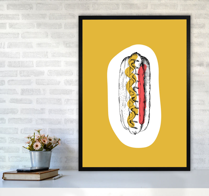 Kitchen Pop Hot Dog Mustard Art Print by Pixy Paper A1 White Frame