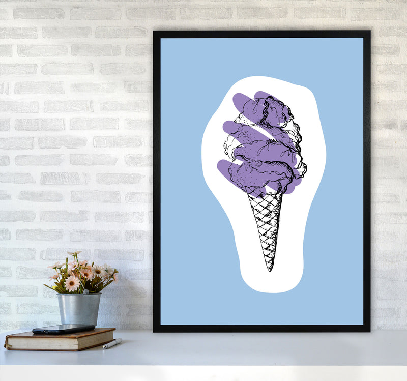 Kitchen Pop Ice Cream Blue Art Print by Pixy Paper A1 White Frame