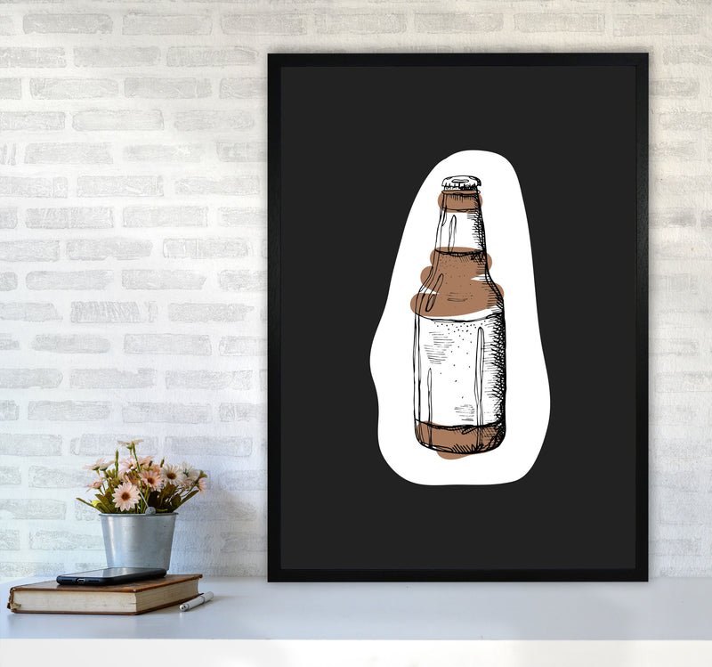 Kitchen Pop Beer Off Black Art Print by Pixy Paper A1 White Frame