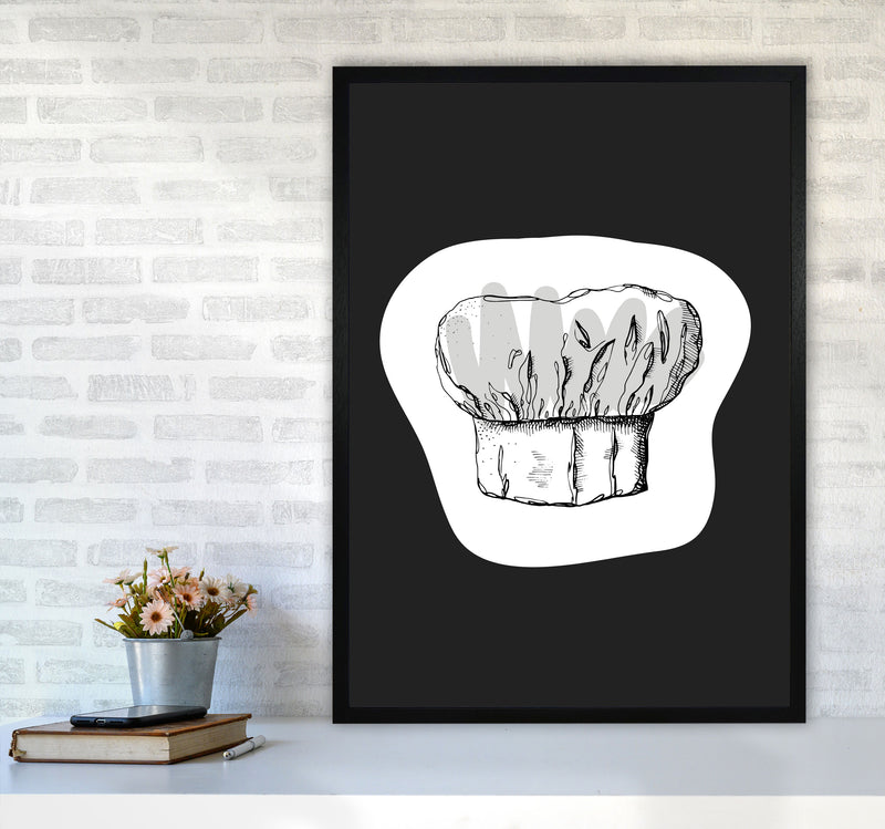 Kitchen Pop Chef's Hat Off Black Art Print by Pixy Paper A1 White Frame