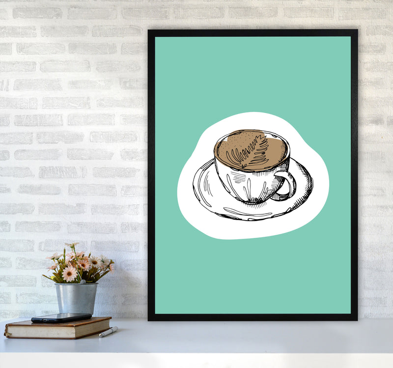 Kitchen Pop Coffee Mint Art Print by Pixy Paper A1 White Frame