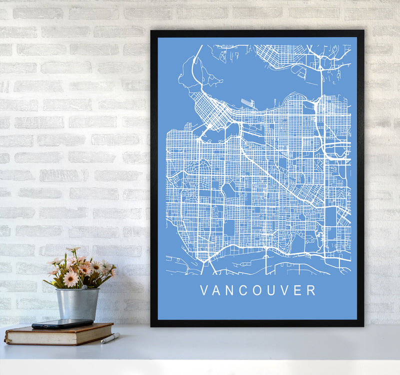 Vancouver Map Blueprint Art Print by Pixy Paper A1 White Frame