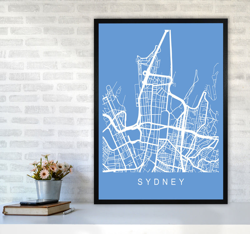 Sydney Map Blueprint Art Print by Pixy Paper A1 White Frame