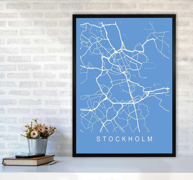Stockholm Map Blueprint Art Print by Pixy Paper A1 White Frame