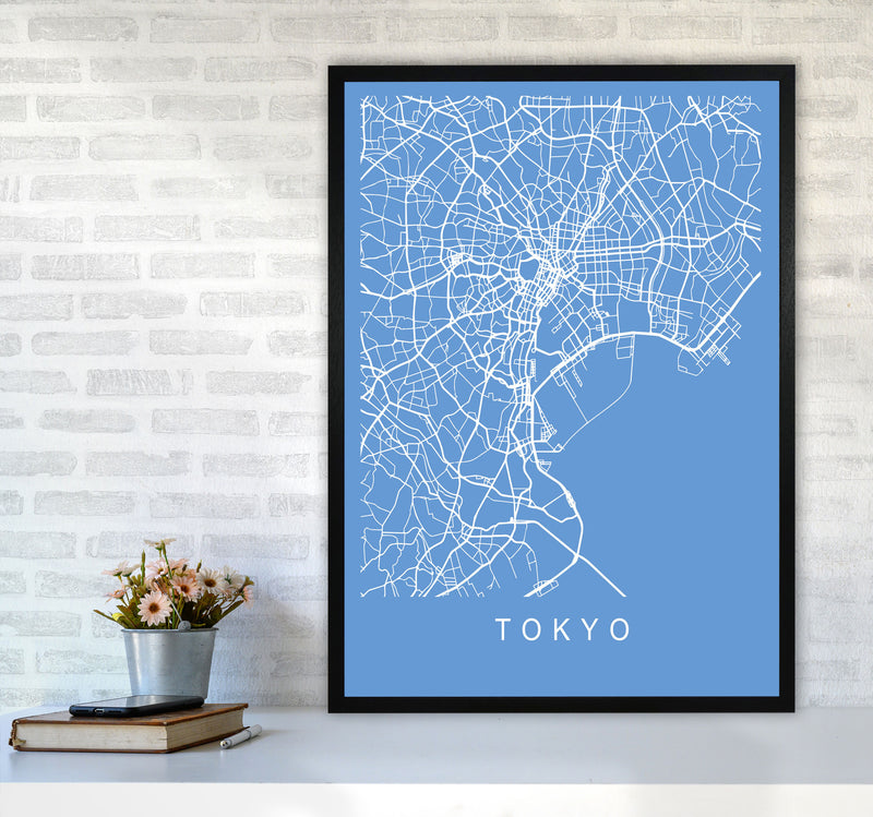 Tokyo Map Blueprint Art Print by Pixy Paper A1 White Frame