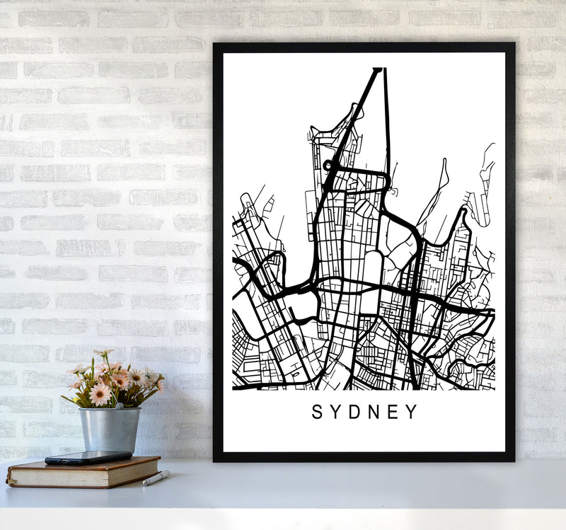 Sydney Map Art Print by Pixy Paper A1 White Frame