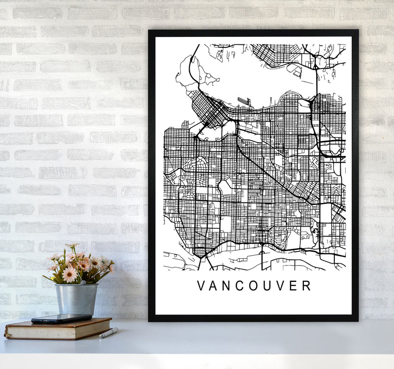 Vancouver Map Art Print by Pixy Paper A1 White Frame