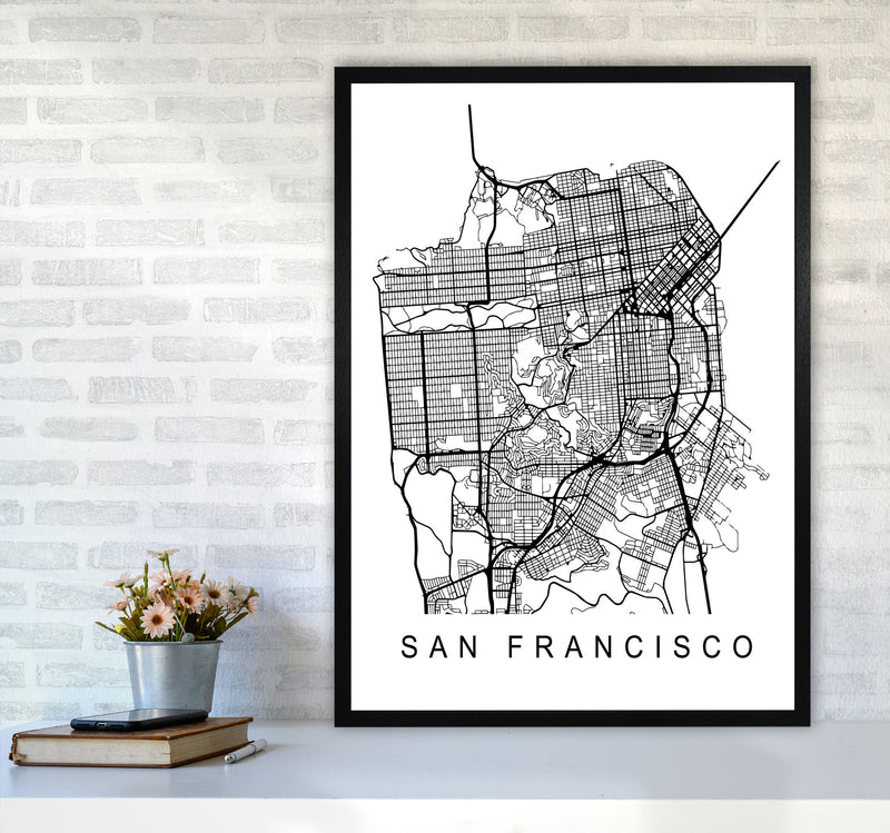 San Francisco Map Art Print by Pixy Paper A1 White Frame
