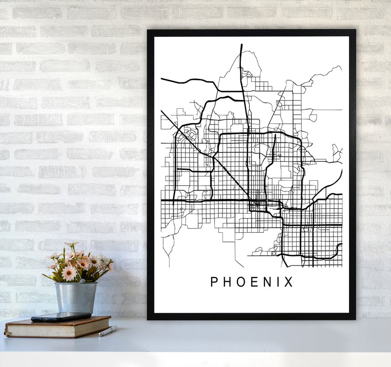 Phoenix Map Art Print by Pixy Paper A1 White Frame