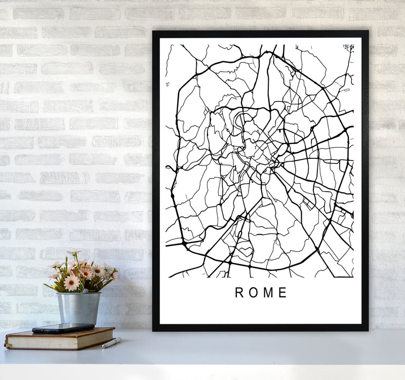 Rome Map Art Print by Pixy Paper A1 White Frame