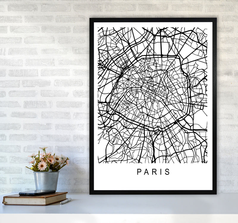 Paris Map Art Print by Pixy Paper A1 White Frame