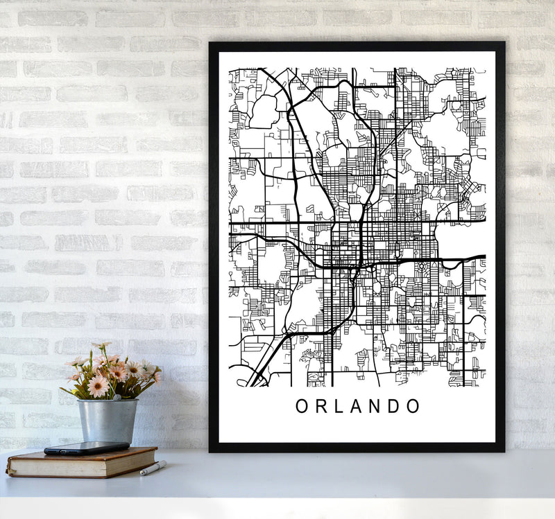 Orlando Map Art Print by Pixy Paper A1 White Frame