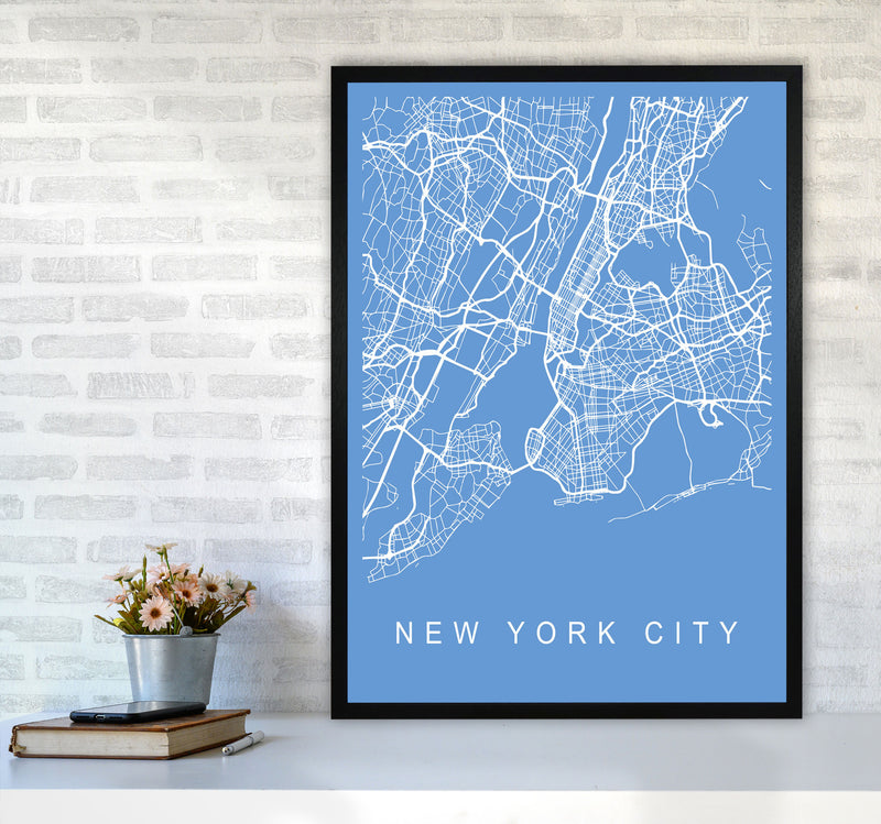 New York City Map Blueprint Art Print by Pixy Paper A1 White Frame