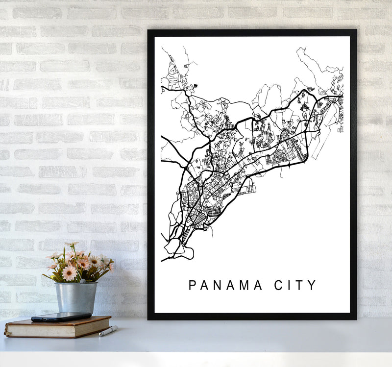 Panama Map Art Print by Pixy Paper A1 White Frame