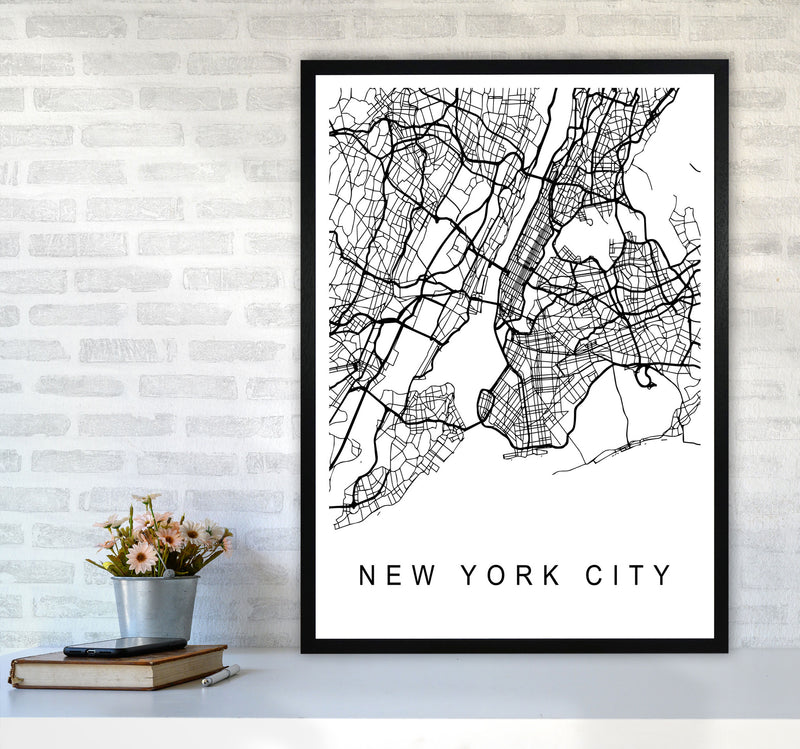 New York City Map Art Print by Pixy Paper A1 White Frame
