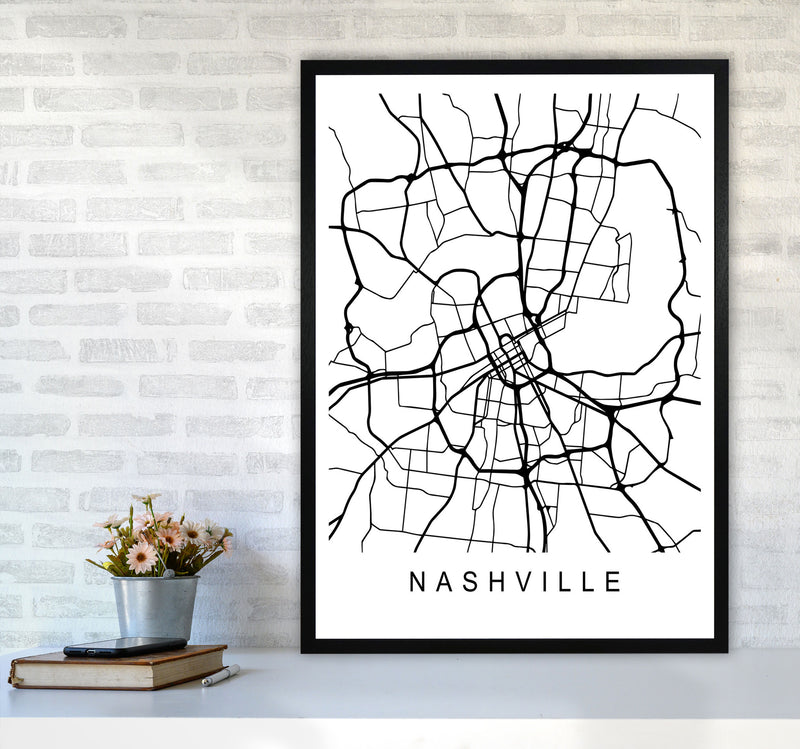 Nashville Map Art Print by Pixy Paper A1 White Frame