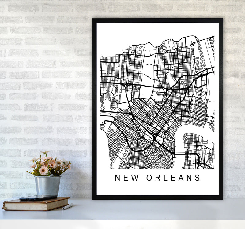New Orleans Map Art Print by Pixy Paper A1 White Frame