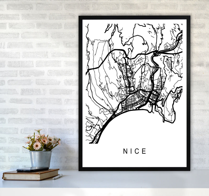 Nice Map Art Print by Pixy Paper A1 White Frame