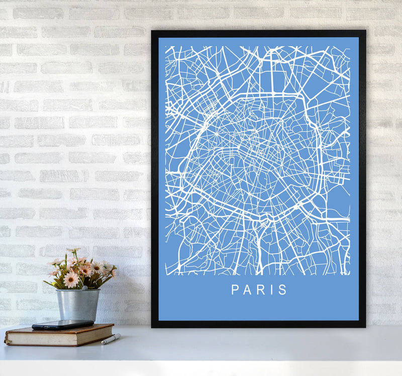 Paris Map Blueprint Art Print by Pixy Paper A1 White Frame