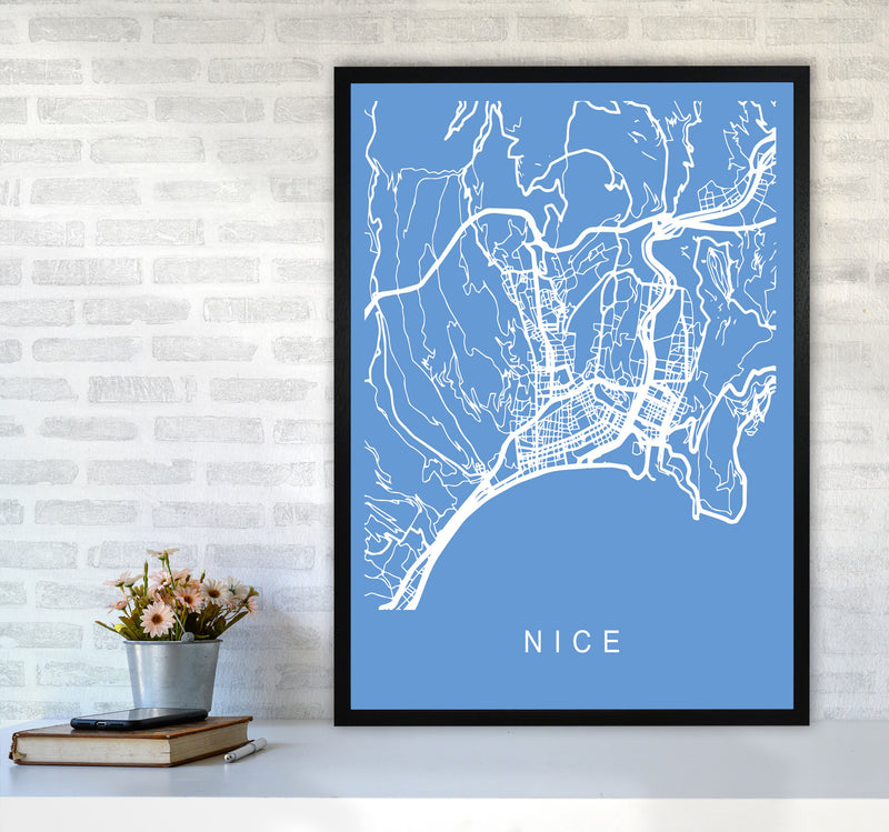 Nice Map Blueprint Art Print by Pixy Paper A1 White Frame