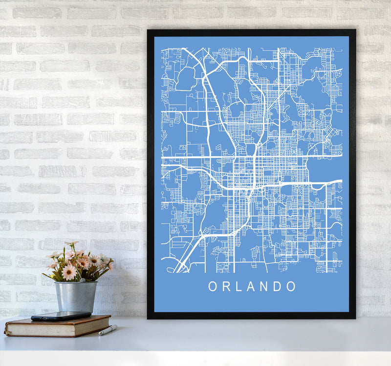 Orlando Map Blueprint Art Print by Pixy Paper A1 White Frame