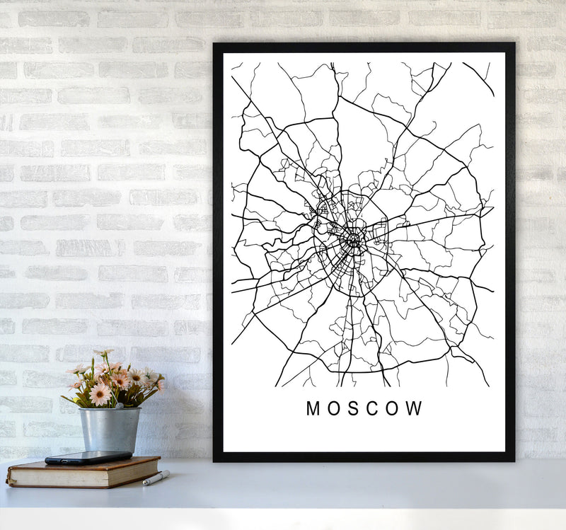Moscow Map Art Print by Pixy Paper A1 White Frame