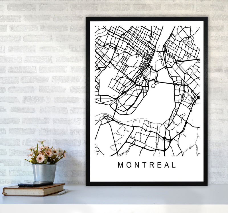 Montreal Map Art Print by Pixy Paper A1 White Frame