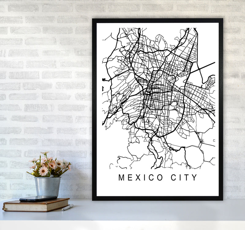 Mexico Map Art Print by Pixy Paper A1 White Frame