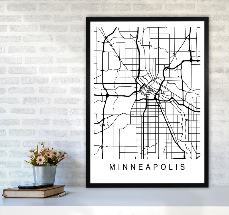 Minneapolis Map Art Print by Pixy Paper A1 White Frame