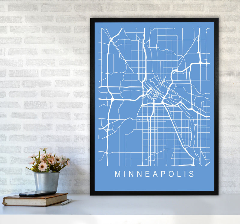 Minneapolis Map Blueprint Art Print by Pixy Paper A1 White Frame