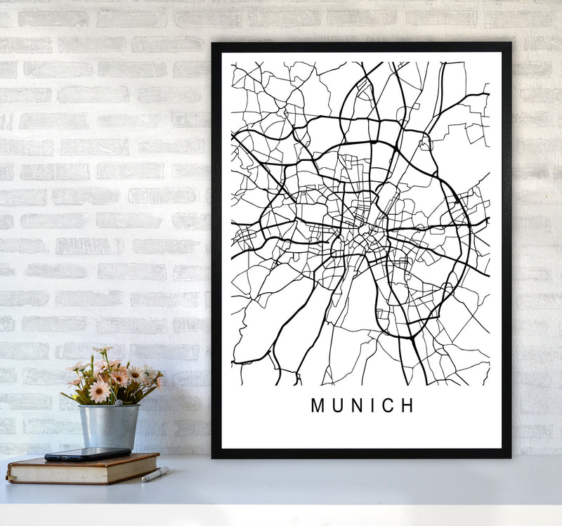 Munich Map Art Print by Pixy Paper A1 White Frame