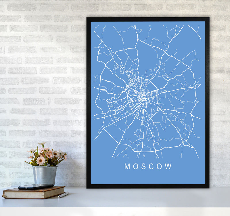Moscow Map Blueprint Art Print by Pixy Paper A1 White Frame