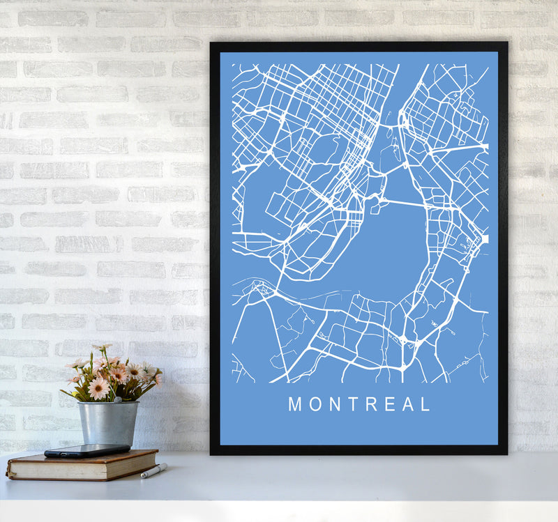 Montreal Map Blueprint Art Print by Pixy Paper A1 White Frame