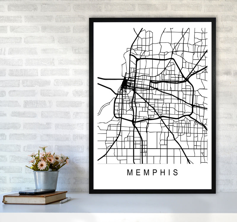 Memphis Map Art Print by Pixy Paper A1 White Frame