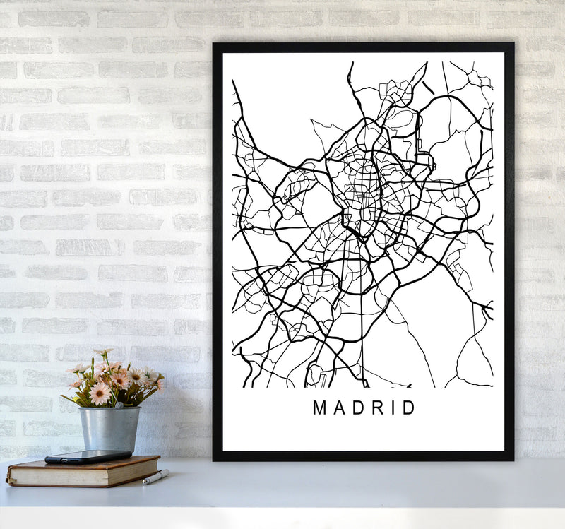Madrid Map Art Print by Pixy Paper A1 White Frame