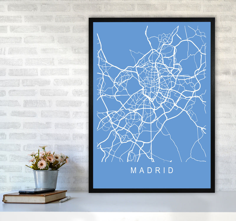 Madrid Map Blueprint Art Print by Pixy Paper A1 White Frame