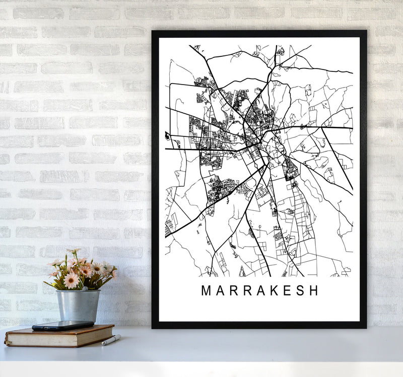 Marrakesh Map Art Print by Pixy Paper A1 White Frame