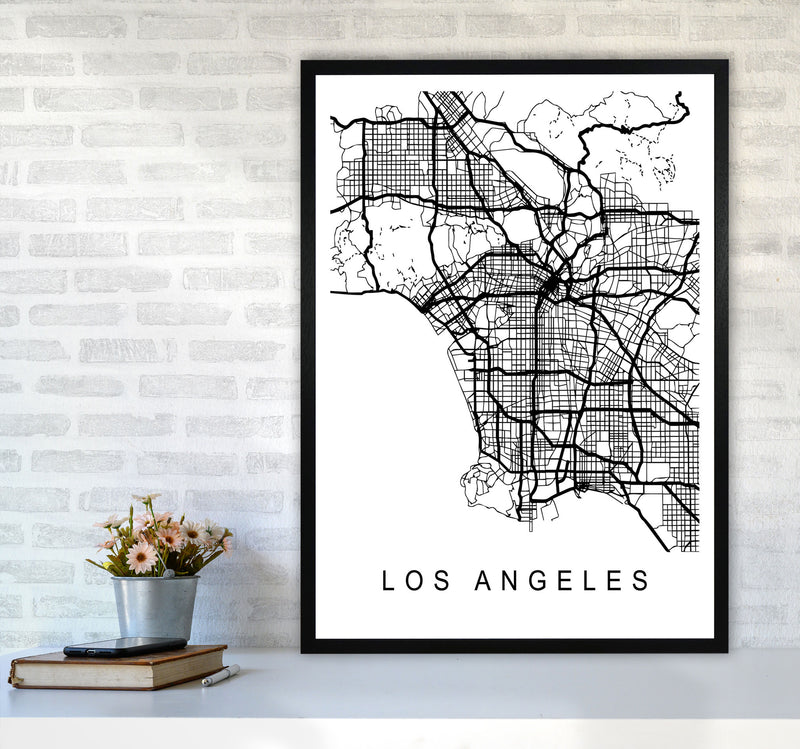 Los Angeles Map Art Print by Pixy Paper A1 White Frame